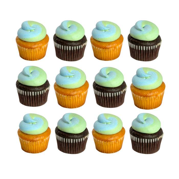 Earth Month Chocolate & Vanilla Mini Cupcake - 12 pack **GTA ONLY**
