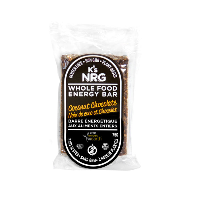 Barre énergétique aux aliments entiers saveur Chocolat et Noix de Coco K's NRG - 75g x 6 pack
